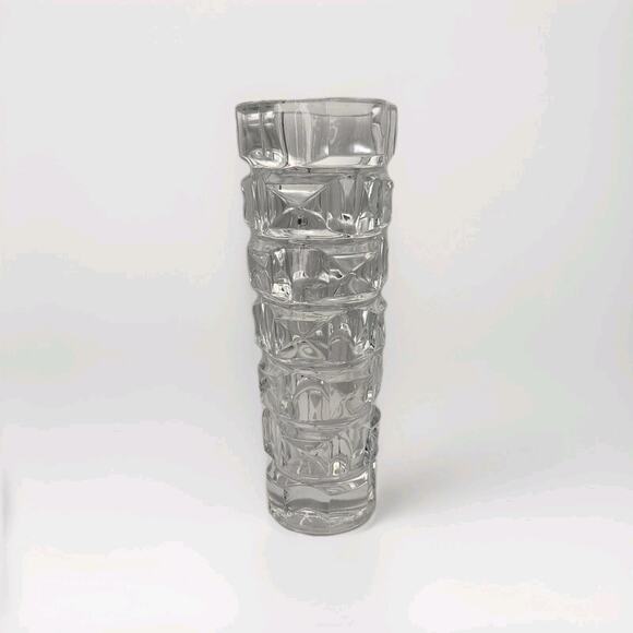 Vintage MCM Sklo Union Clear Czech Pressed Clear Glass Rudolpj Jurniki Vase - Picture 1 of 7